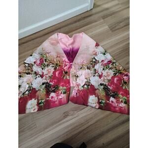 Satín Floral Multi Used Scarf,Shaul Or Blouse Multicolor